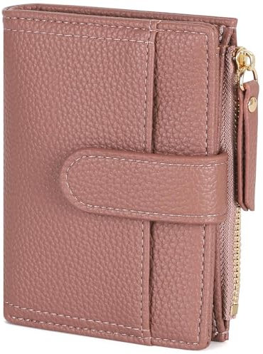 RRANCharltu Portefeuille Femme Cuir, Porte Monnaie Femme Petit Portefeuilles et Porte-Cartes avec Fermeture éclair Poche à Monnaie, Rose foncé