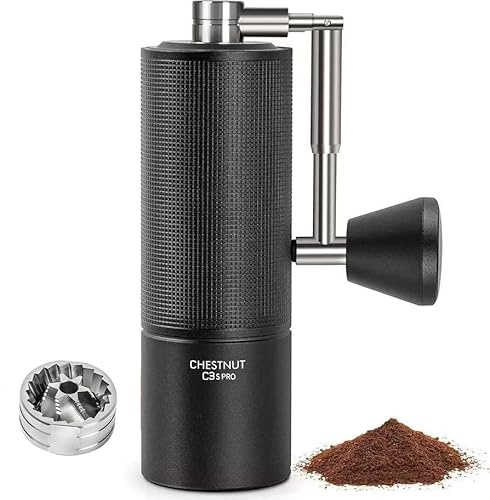 TIMEMORE C3S Pro Manual Coffee Grinder with Stainless Steel Conical Burr, All-Metal Body, Adjustable Setting for Espresso/Pour Over/French Press, Capacity 25g, Compact Foldable Hand Grinder, Black