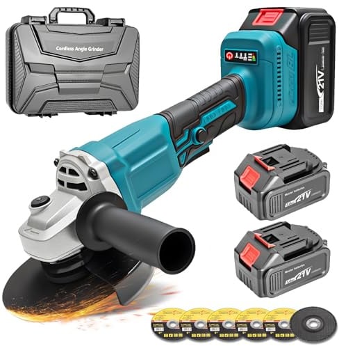 blayram Akku Winkelschleifer 125mm Kompatibel mit Makita 21V, Akku Flex mit 2x 3.0Ah Akku, 8500 RPM Bürstenloser Winkelschleifer mit 5 Schneidrad für Präzises Trennen und Schleifen