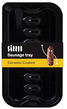 SIZZLL Enamel Sausage Tray | BBQ, Hob & Oven Safe Pan | No Rolling, Perfect Sizzle | Dishwasher Safe | Made in Britain