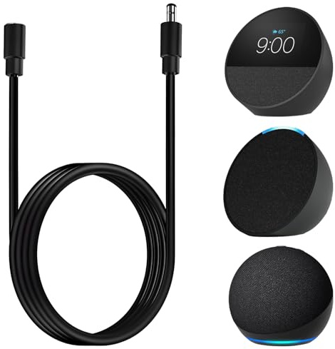VOLTKARE 3m Verlängerungskabel für Echo Dot, 18AWG - Kompatibel mit Echo Dot (4./5. Gen), Echo Show 5, Echo Pop, Fire TV Cube, Echo Spot (Schwarz)