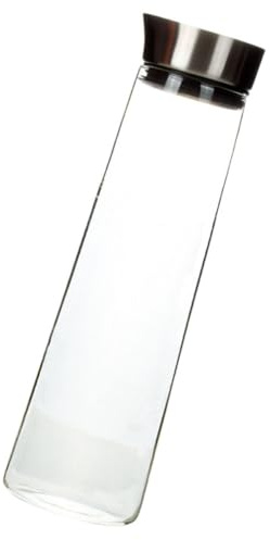 PRETYZOOM Pichet à Eau en Verre Borosilicaté 1l Grosse Capacité Étanche Couvercle Inox Élégant pour Maison et Bureau