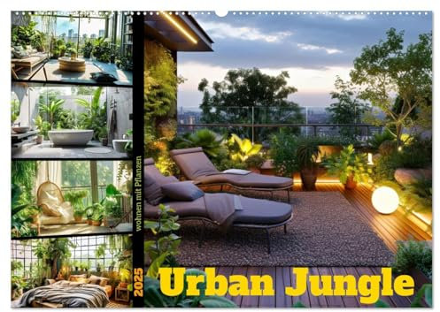 Urban Jungle - wohnen mit Pflanzen (Wandkalender 2025 DIN A2 quer), CALVENDO Monatskalender