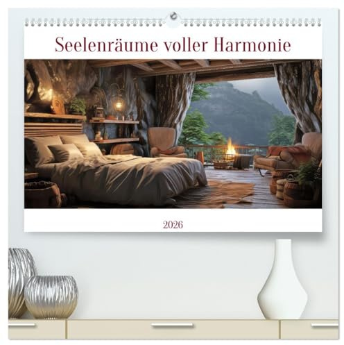 Seelenräume voller Harmonie (hochwertiger Premium Wandkalender 2026 DIN A2 quer), Kunstdruck in Hochglanz: Wohnräume voller Behaglichkeit (CALVENDO Orte)