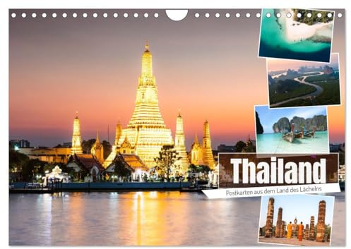 Thailand - Postkarten aus dem Land des Lächelns (Wandkalender 2026 DIN A4 quer), CALVENDO Monatskalender: Erstaunliche Kultur, Landschaften und Städte (CALVENDO Orte)