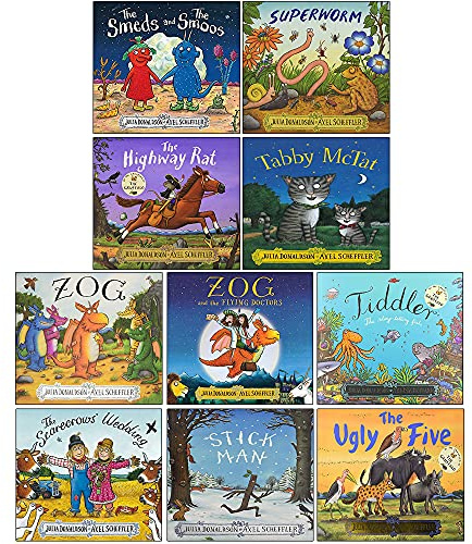 Julia Donaldson Collection 10 Books Set (Zog and the Flying Doctors, Tiddler, The Scarecrows' Wedding, Stick Man, The Ugly Five, The Smeds and the Smoos, Superworm, The Highway Rat, Tabby Mctat, Zog)