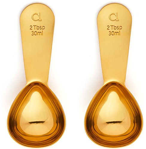 Kaffeelot (2er Set) von Apace – 2 Esslöffel (EL) – Kaffeedosierlöffel aus Edelstahl - Messlöffel für Kaffee, Tee und mehr (Gold, 2)