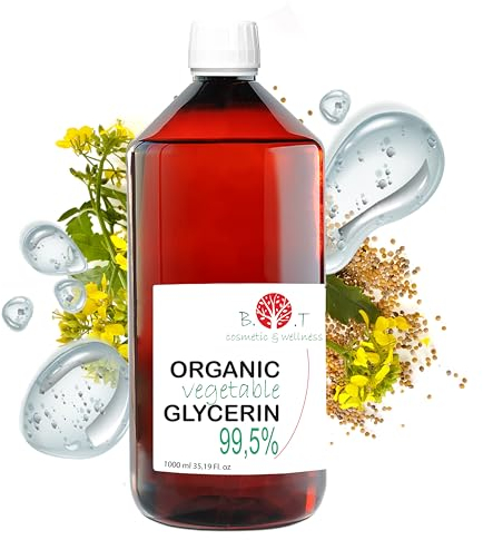Glicerina Liquida Vegetal Pura y Organica - Glicerina para hacer jabones, Hidratante Facial y Corporal, Base Cosmetica Casera 100% Natural - 1000 g 1 kg
