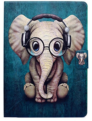 Bspring Custodia per Samsung Galaxy Tab 3 10.1,Galaxy Tab 3 10.1 Pollice P5200 Custodia in Pelle, Premium Ultra Sottile Cuoio Fiore e Modello Cartoon Series Portafoglio Flip Case, Elefante