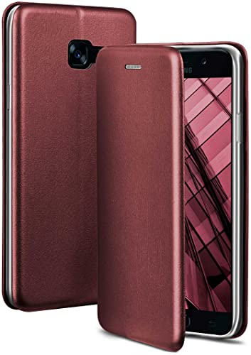 ONEFLOW Business Case für Samsung Galaxy A5 (2017) Handyhülle klappbar mit Standfunktion, Klapphülle Flipcase Cover Dünn, PU Leder Hülle mit Kartenfach, 360 Grad Schutzhülle, Weinrot