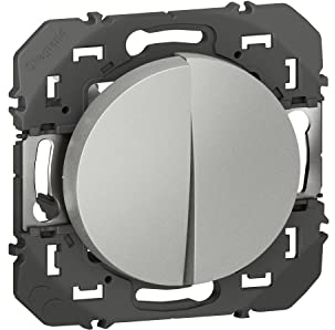 LEGRAND - Interrupteur Mural Double ou Va-et-vient 10AX dooxie - Commande d'Éclairage (Sans Plaque) - Prêt à Installer - Fabriqué En France - Alu