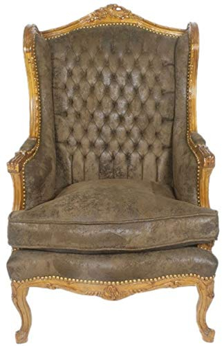 Casa Padrino Barock Chesterfield Ohrensessel Dunkelbraun/Braun 83 x 83 x H. 110 cm - Barockmöbel