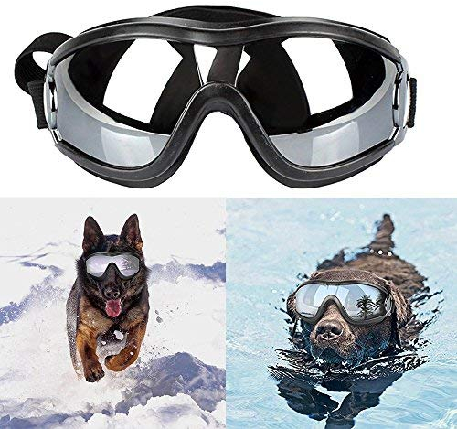 Freyamall Haustier Sonnenbrille Hund Hündchen UV Brille Augenschutz, wasserdichte und Winddichte Sonnenbrille mit Verstellbarem Gurt, Stilvoll und Lustig