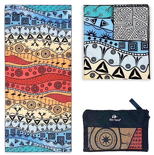Elite Trend Mikrofaser-Strandtuch für Erwachsene mit Tasche, extra groß, 198,1 x 88,9 cm, leicht, sandfrei, schnell trocknendes Handtuch für Reisen, Schwimmen, Yoga, Camping (The Wild)
