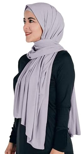 Maxi Hijab Jersey Premium, Kopftuch Schal Turban für Muslimische Frauen (Hellgrau)