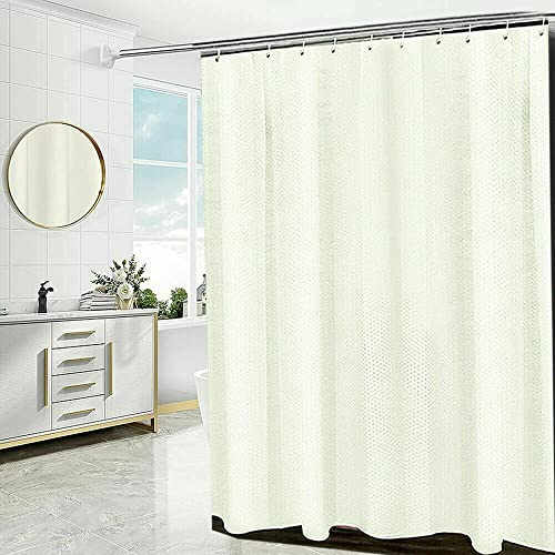 Householdfurnishing Super Quality Waterproof Polyester bathroom Shower Curtains with hook (Cream, 180X180cm)
