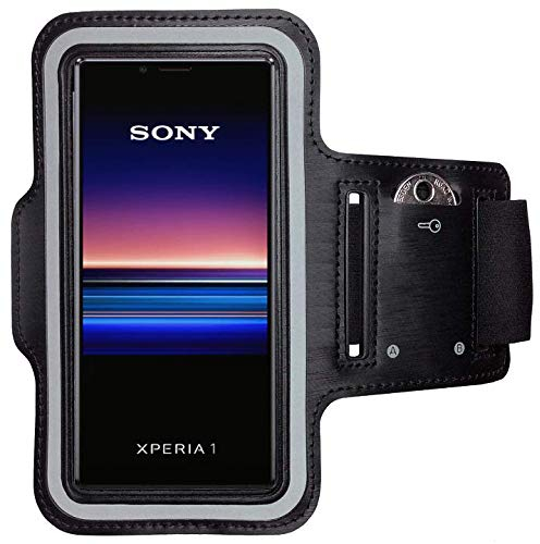 CoverKingz Sportarmband für Sony Xperia 1 - Armtasche mit Schlüsselfach Oberarm Halterung - Sport Laufarmband Handy Armband Schwarz