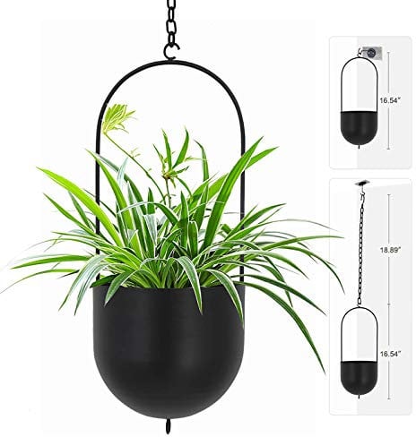 ibigbean Support de Plante en métal Noir à Suspendre au Mur et au Plafond, Pot de Fleurs Moderne du Milieu du siècle (D=16,7 cm)