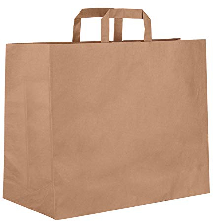 Dila GmbH 250 Papiertragetaschen Papiertaschen Henkeltaschen Tragetaschen Tüten Papiertüten braun recycelbar (32 x 21,5 x 27 cm)