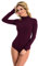 Magi Langarm Damen Body Bodysuit mit Halbkragen Basic Body mit Langen Ärmeln Größen (2XL, Violett)