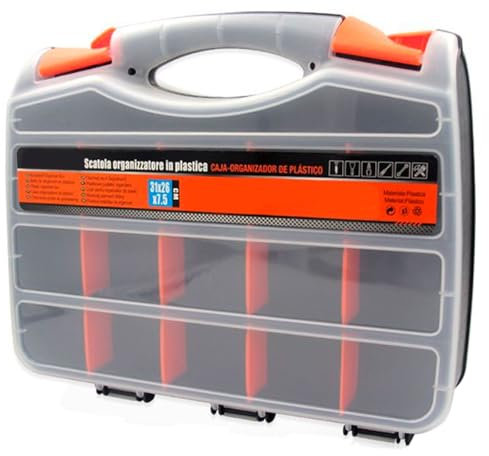 Acan Tradineur - Maletín Organizador con asa y Doble Cara N.º 29 - Incluye divisores Removibles - 32 Compartimentos - Almacenamiento de Herramientas,Tornillos y Accesorios - 32 x 37,5 x 7 cm
