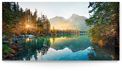 BilderKing Wandbild Wasserfall Hintersee Bayern - 120cm x 60cm Acrylglas 5mm + Rückrahmen