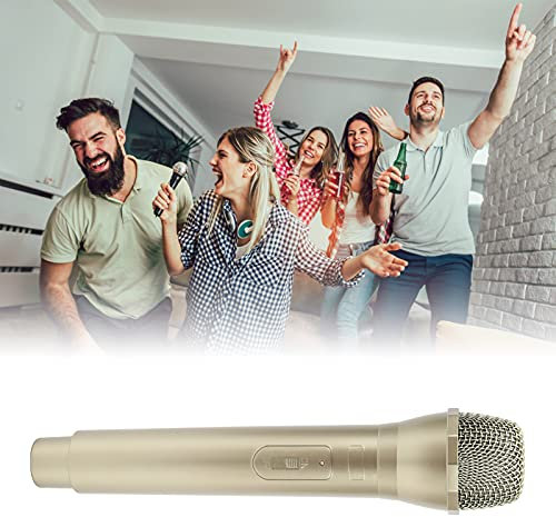 Prop Microphone goldenes mikrofon Realistic Prop Mic Simulated fake microphone with Switch, Practice Microphone Prop Model, Wireless Fake Microphone for Singing for Karaoke(gold) Wireless