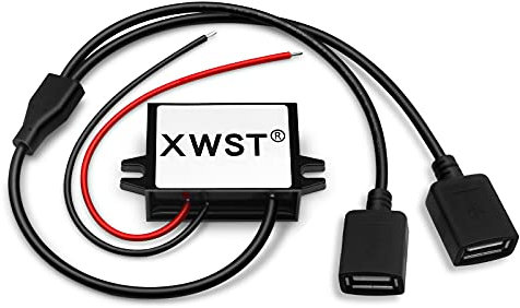 DC DC 8V-40V 12V 24V auf 5V Spannungswandler 2xUSB 3A 15W Wandler | Adapter Anschluss für Auto Motorrad Fahrrad E-Bike | Stromrichter Ladegerät Buck Converter Step-down Netz
