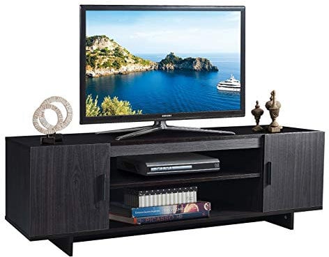 COSTWAY Mobile per TV, per TV 65, Mobile con 2 Armadietti e Mensole Aperte, Mobiletto TV per Salone e Camera da Letto, 152 cm