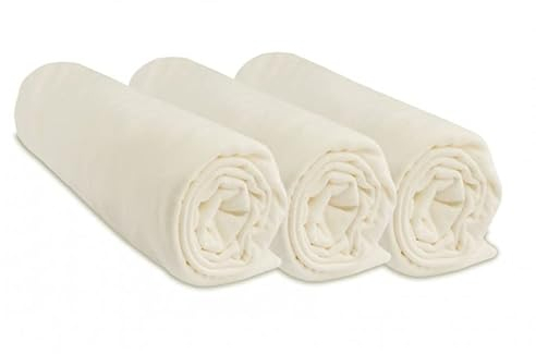 3 Stück Spannbettlaken für Babykörbchen, Babybett, Babybett, Regenschirm, 100% Baumwolle, dehnbar, weich & atmungsaktiv, Marke Easy Dort Öko-Tex, (Ecru, 70 x 160 cm)
