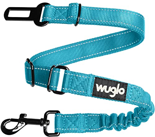 38-95cm Wuglo Hundegurt fürs Auto - Hunde Anschnallgurt mit elastischem Gurt - Haltbarer & sicherer Auto Sicherheitsgurt Clip - Universal-Hundeanschnaller (Blau)