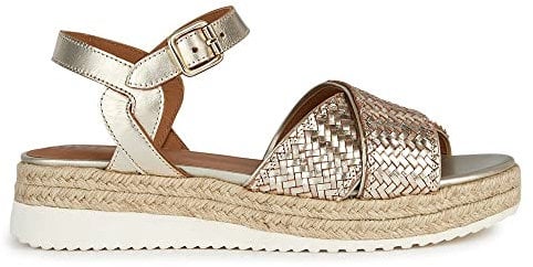 Geox Femme D Eolie Espadrille Wedge Sandales, Doré, 37 EU