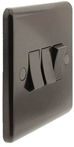 Art Deco Emporium 3Gang 2Way 10Amp Wall Switch in Vintage Period Style Bakelite Dark Brown Part of the New eXalt V2.0 Brand. Standard UK Single Pole 2-Way Rocker Light Switch 3-Gang