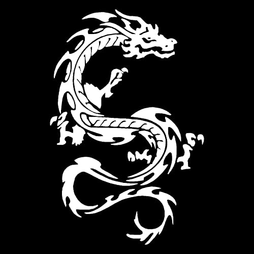 SHMAZ 16,3 x 25 cm Dragon Classic Car Stickers Lucky聽聽聽Car Decals Schwarz/Silber