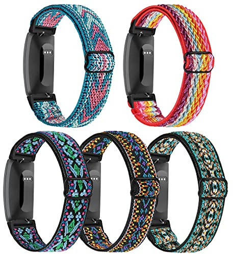 HUYIIO Verstellbares, elastisches Armband für Inspire 2, kompatibel mit Inspire 2 / Inspire / Inspire HR, elastisches weiches Nylon, sportlich, atmungsaktiv, Ersatzarmband für Damen und Herren, 5