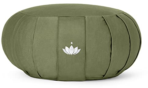 Lotuscrafts Cojin Zafu Meditación Yoga Zen - Altura 15 cm - Relleno de Espelta - Cubierta en Algodon Lavable- Cojin Yoga Zafu - Cojin Suelo Redondo - Meditation Cushion - Certificado Gots