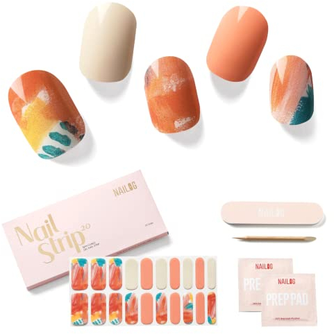 NAILOG Semi Cured Gel Nail Strips Glossy & Long Lasting Soft Gel Finish (20 Extra Long Stickers) | Wraps,Masterpiece