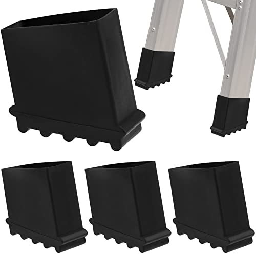 Tofficu 4Pcs Embouts Escabeau en Caoutchouc, Patins AntidéRapants pour ÉChelle, Couvre-Pieds D'ÉChelle Polyvalents, Accessoires De SéCurité pour Maison Et Jardin, Noir