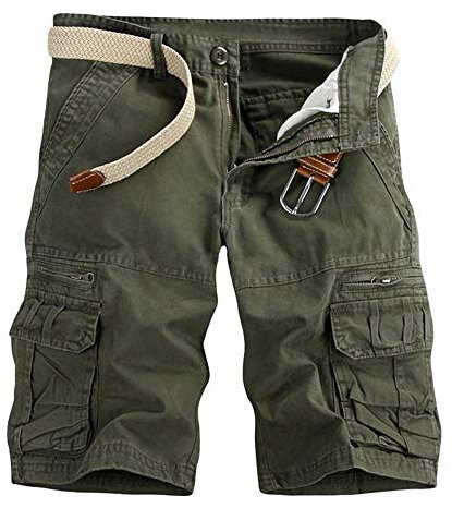 Blingko Short Cargo Militaire Coton Hommes Printemps Été Multi-Pocket Décontracté Short Pants AVCE Zippée Shorts de Randonnée à Séchage Rapide Pantalons Courts de Sports A23armée verte