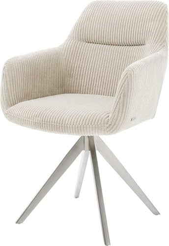 Polsterstuhl Pejo-Flex Kreuzgestell kantig Edelstahl Cord Beige Taschenfederkern