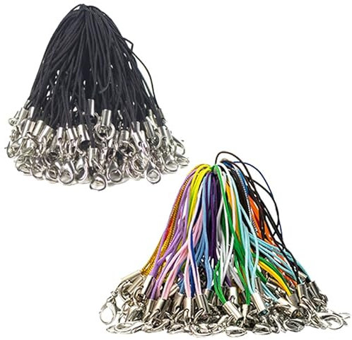 LJFEA 50 Pièces Attache Cordon Téléphone Portable Chaîne, Sangle Cordon de Téléphone Portable pour Porte-clés Clés, Boucles Charme Téléphone Portable avec Mousqueton