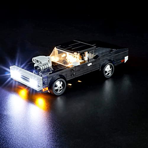 GEAMENT LED Licht-Set Kompatibel mit Lego Fast & Furious 1970 Dodge Charger R/T - Beleuchtungsset für Speed Champions 76912 (Modell-Set Nicht enthalten)