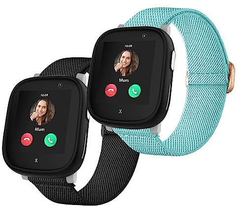 Polyjoy 2 Stück Kinder Nylon Armbänder kompatibel mit Xplora X6 Armband, Weiches, dehnbares Mädchen Jungen Ersatzbänder für Xplora X6 Play/Xplora X6 Pro