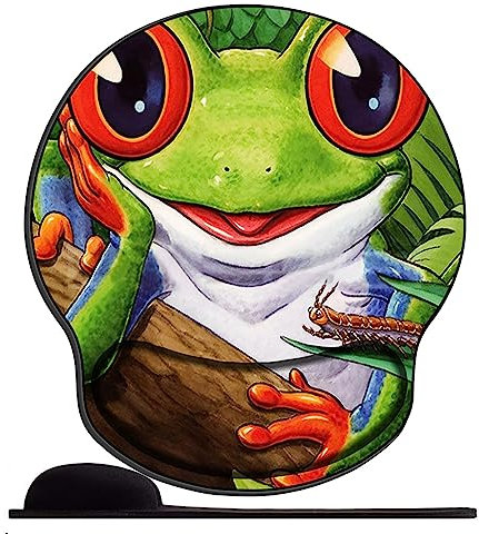 Mauspad mit Gelkissen - 26x23cm - Mousepad Ergonomisches mit Handauflage für schonende Handgelenk Haltung für das Home Office,Arbeiten,Lernen-Hübscher Frosch