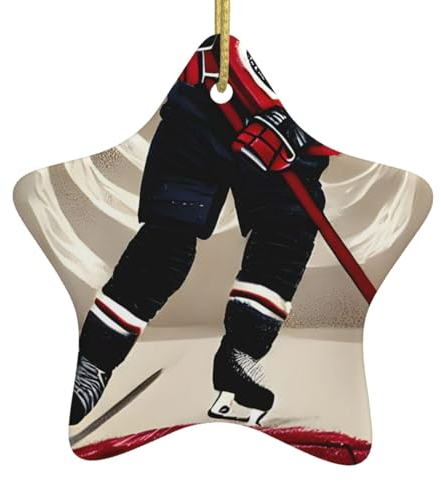 Hockey Sports exquisite sternförmige Keramik-Ornament – ideal für Weihnachtsdekoration