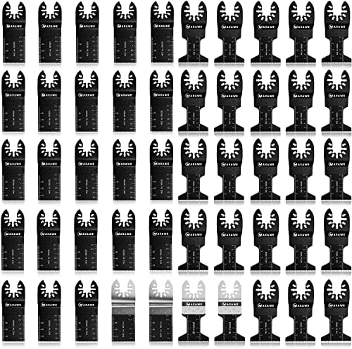 MaxAwe 52Stk Oszillierendes Sägeblätter Kit, Multitool Sägeblatt-Set mit C-Clip Adapter, professionelles Oszillierwerkzeug Zubehör Multifunktionswerkzeug