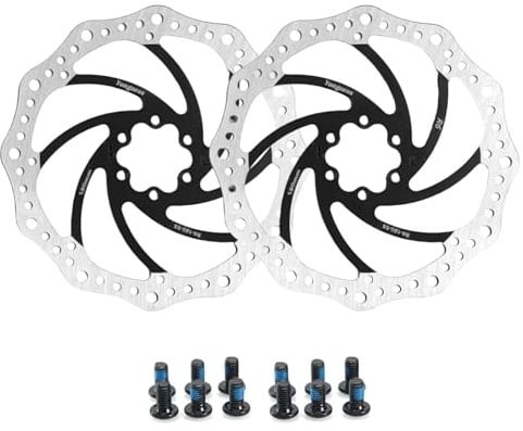 Yongness 2 Stück Fahrrad Bremsscheibe mit 12 Schrauben 140 mm/160 mm/180 mm/203 mm Fahrradbremsscheibenrotor für Citybike, MTB, Rennrad, Fahrradteile (Schwarz, 203mm)