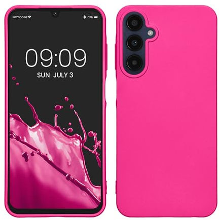 kwmobile Custodia Compatibile con Samsung Galaxy A25 Cover - Back Case Morbida - Protezione in Silicone TPU Effetto Metallizzato rosa metallizzato