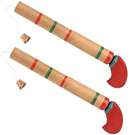 2pcs Wooden Toy Guns with Pump Action Handle and Cork Bullets for Kids Outdoor Play (Assorted Color)