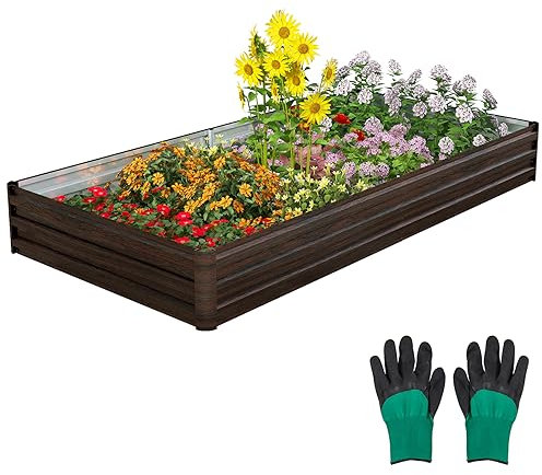 RELAX4LIFE Bancal alto 240 x 120 x 30 cm, bancal de metal para verduras con soporte reforzado, para verduras, frutas y hierbas
